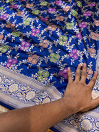 Royal Blue 100% Pure Banarasi Katan Silk Meenakari Saree