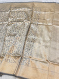 Diamond Grey 100% Pure Tissue Silk Banarasi Partywear Saree