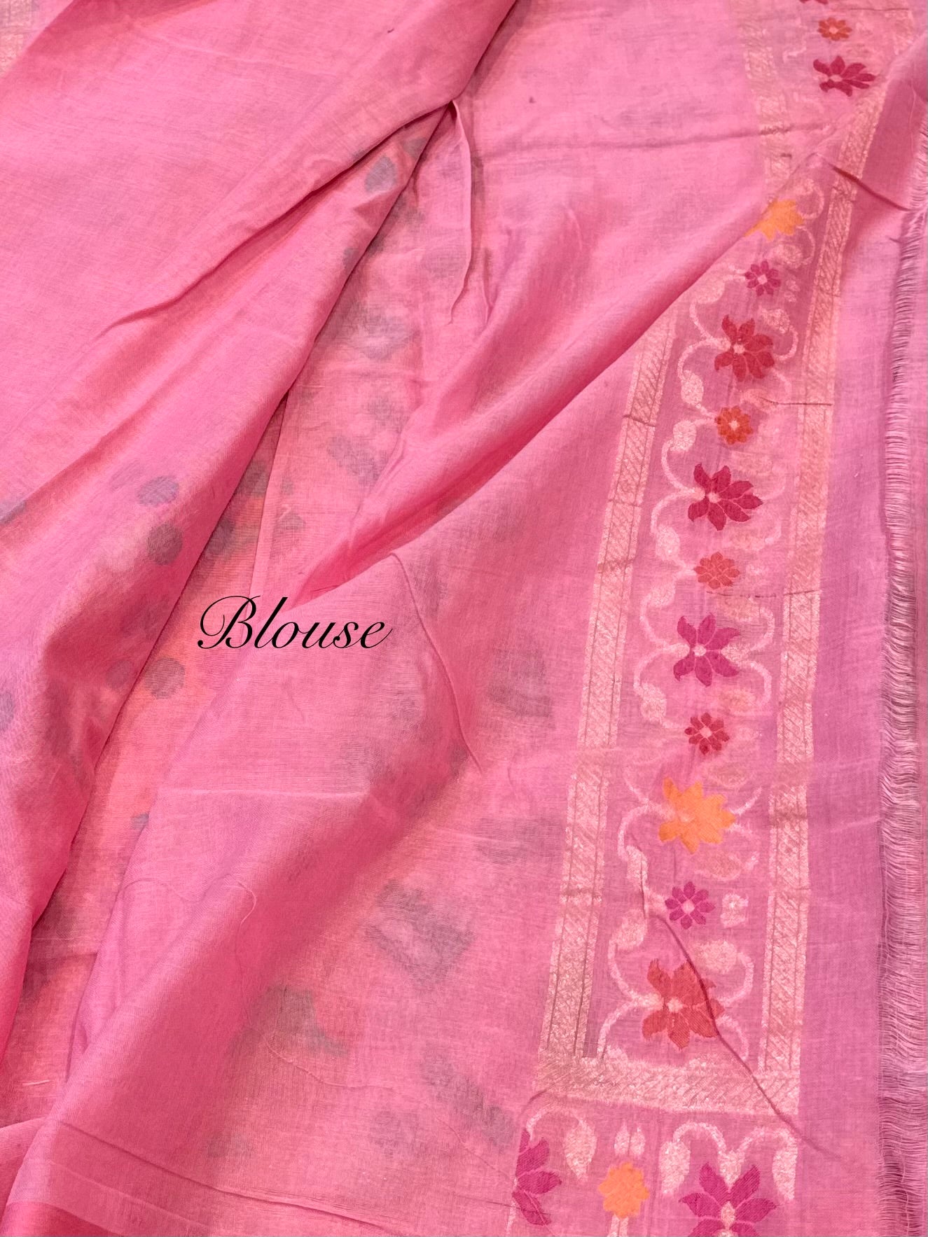 Prebook | Baby Pink 100% Pure Ektara Banarasi Cotton Jamdani Saree