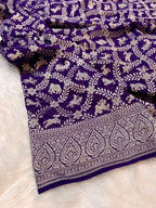 Purple 100% Pure Khaddi Georgette SHIKARGAH Saree