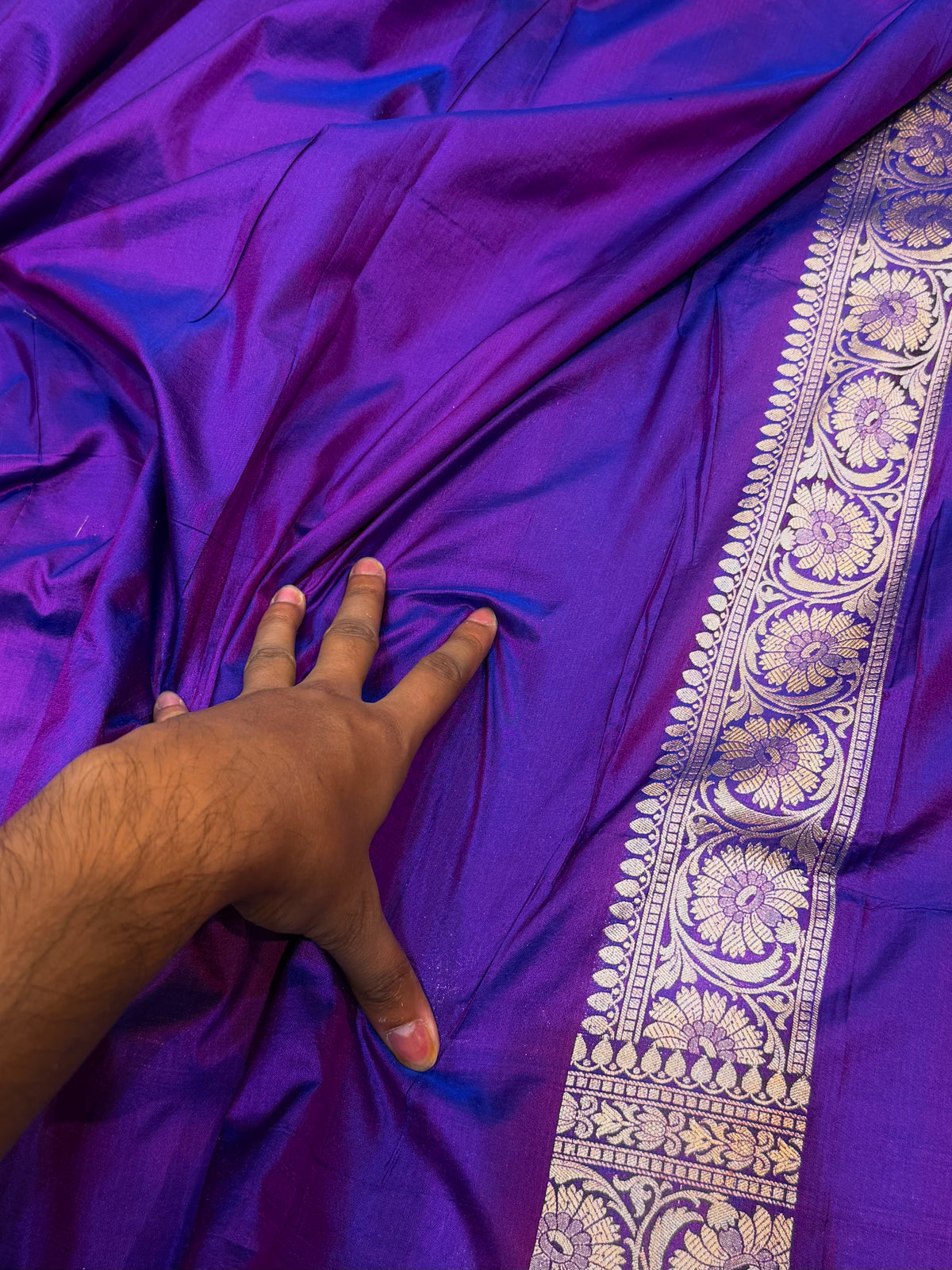 Prebook | Dual Shade Purple Exclusive Pure Banarasi Katan Silk Rangkaat Saree