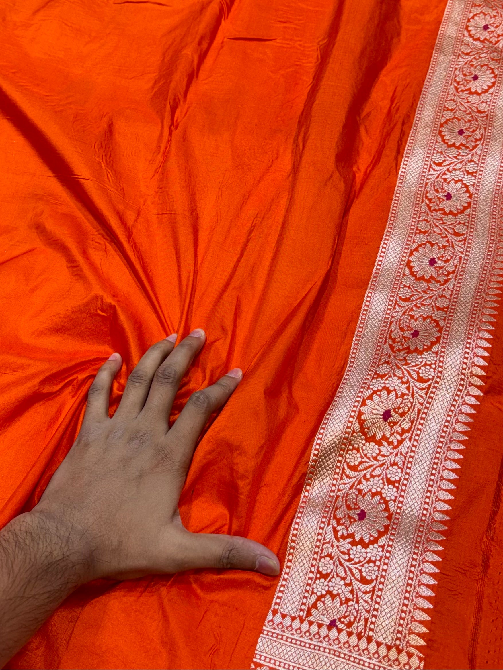 Prebook | Fanta Orange 100% Pure Banaras Katan Silk Rangkaat Saree