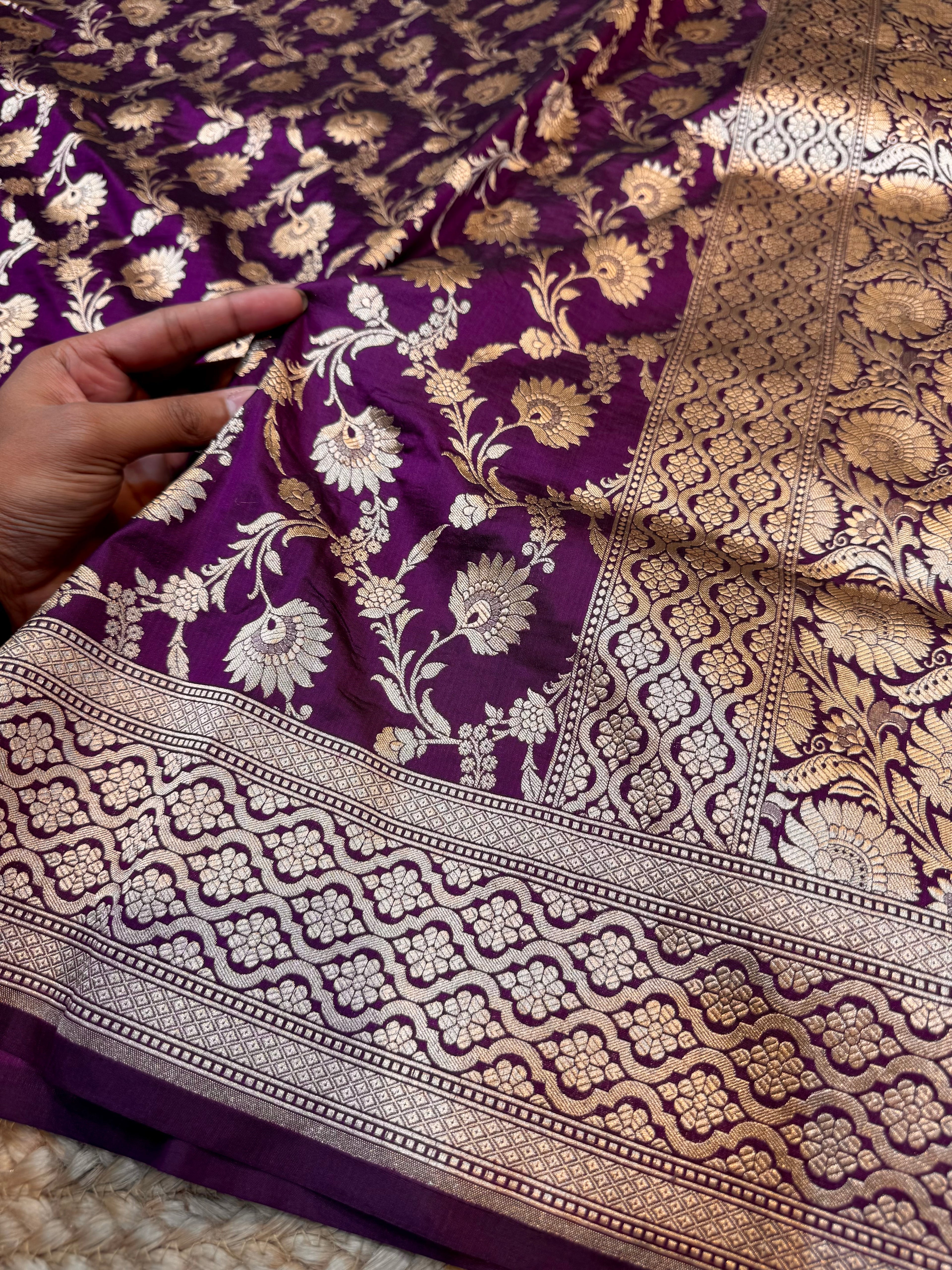 Wine Purple 100% Pure Banarasi Katan Silk Saree