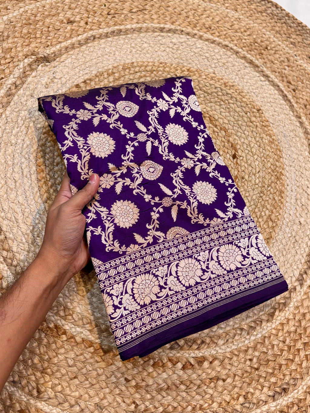 Violet Purple Pure Banarasi Katan Silk Saree