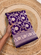 Violet Purple Pure Banarasi Katan Silk Saree