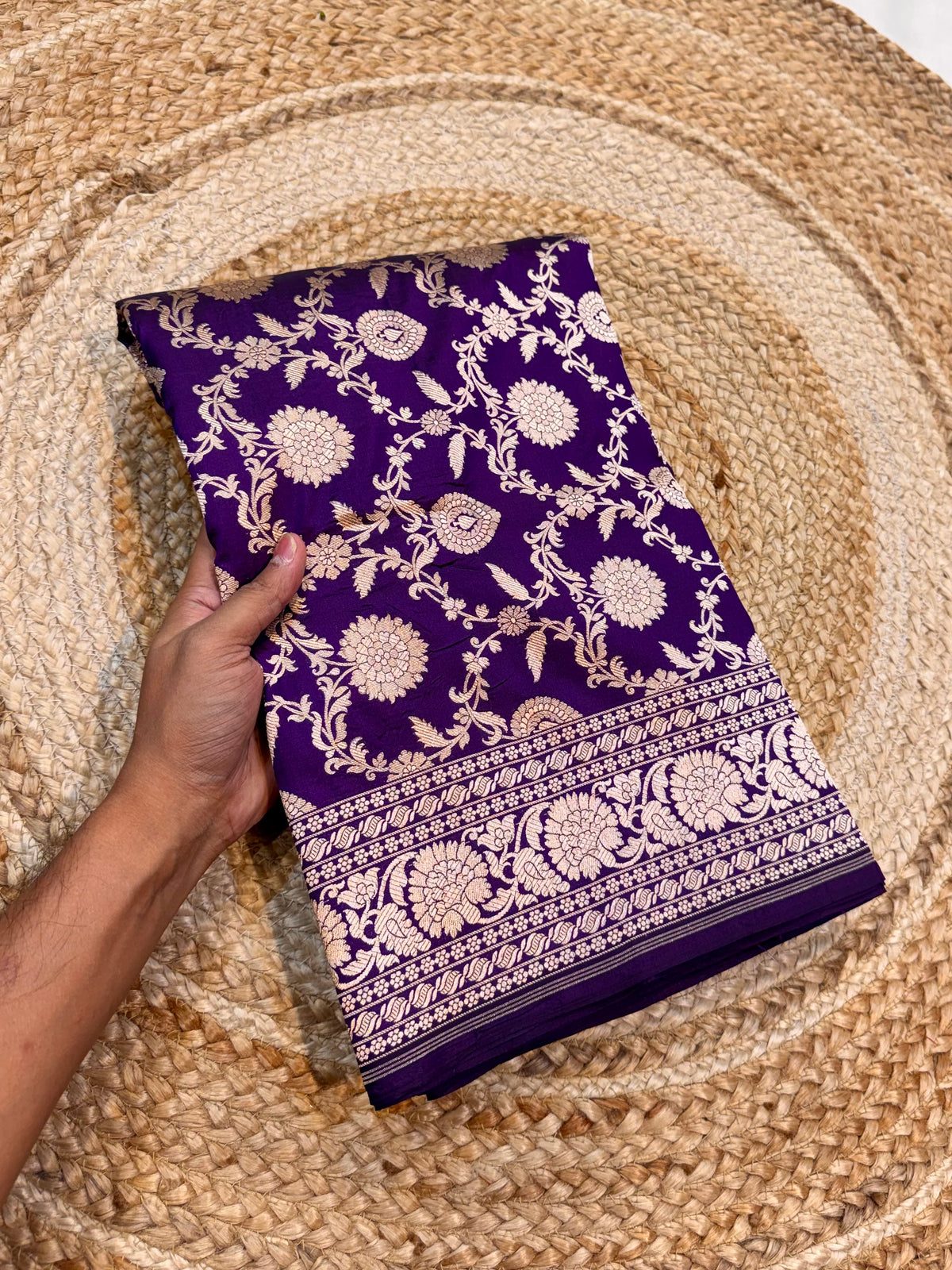 Violet Purple Pure Banarasi Katan Silk Saree