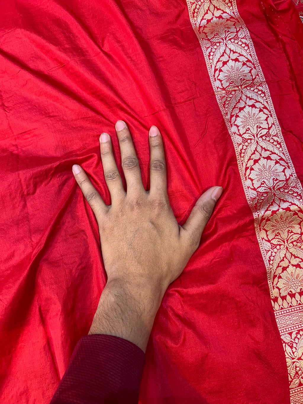 Red 100% Pure Banarasi Katan Silk Meenakari Saree