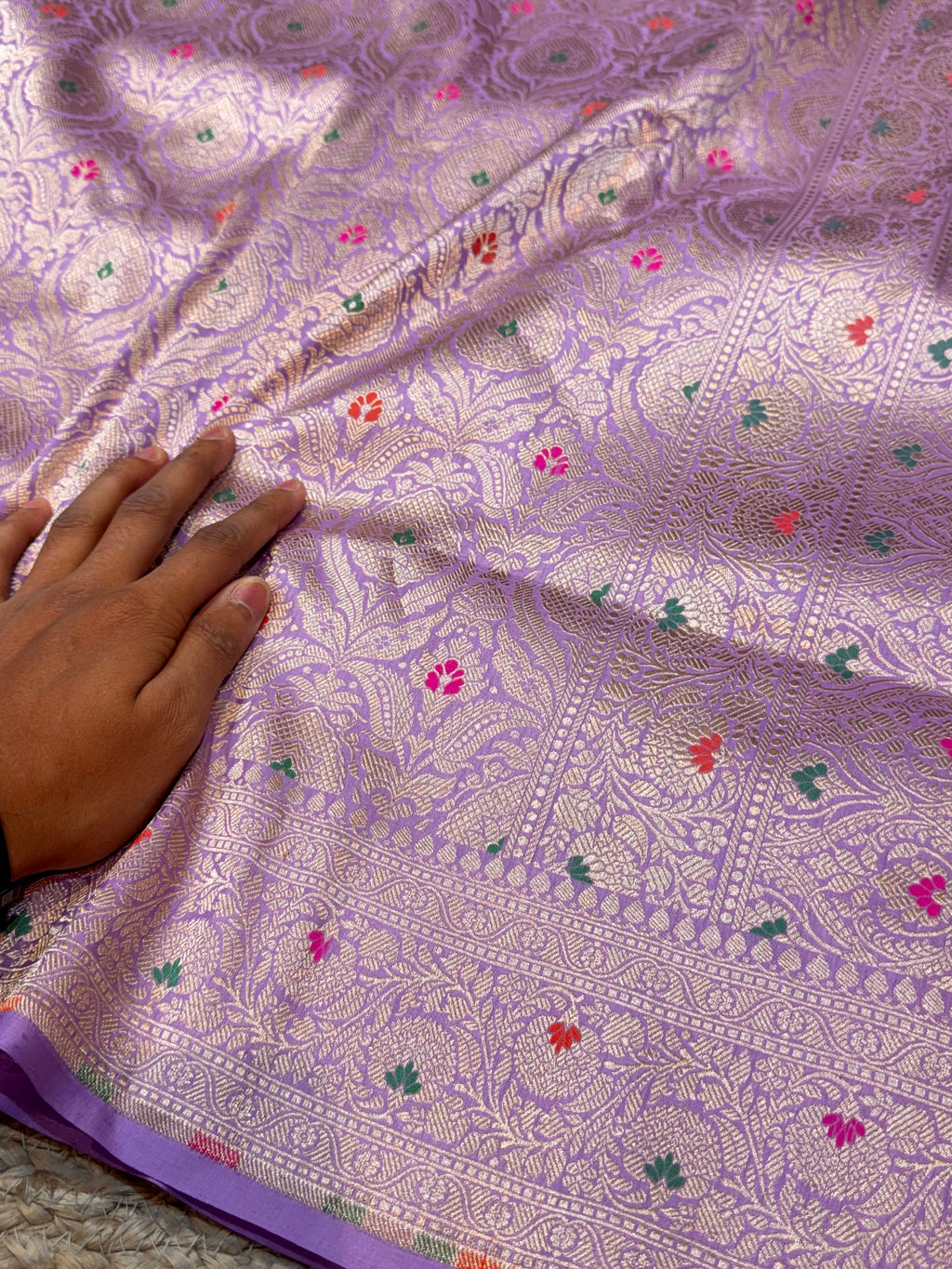 Prebook | Lavender 100% Pure Banarasi Katan Silk Meenakari Brocade Saree