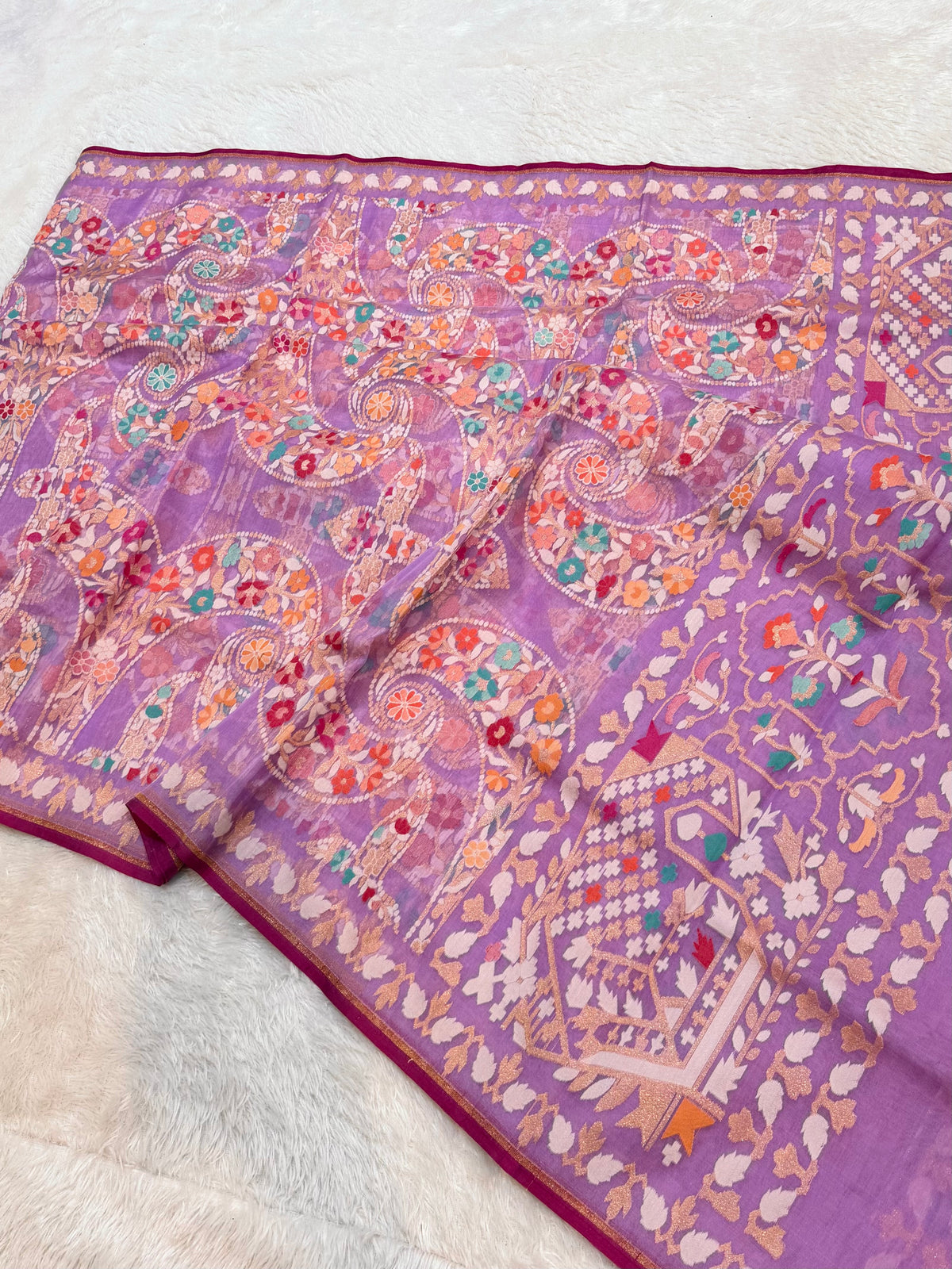 Prebook | Lavender Banarasi Ektara Kora Jamdani Saree