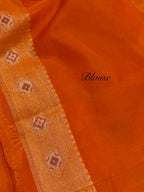 Prebook | Fanta Orange Pure Handloom Banarasi Ektara Kora Jamdani Saree