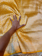 Sunflower Yellow 100% Pure Banarasi Katan Silk Brocade Saree