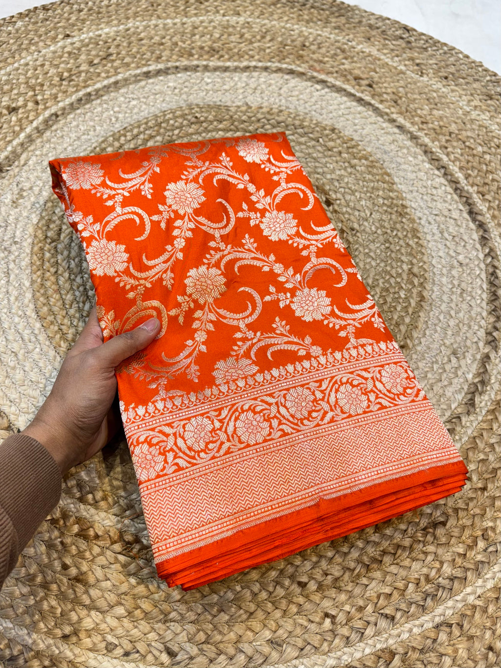 Fanta Orange 100% Pure Katan Silk Saree