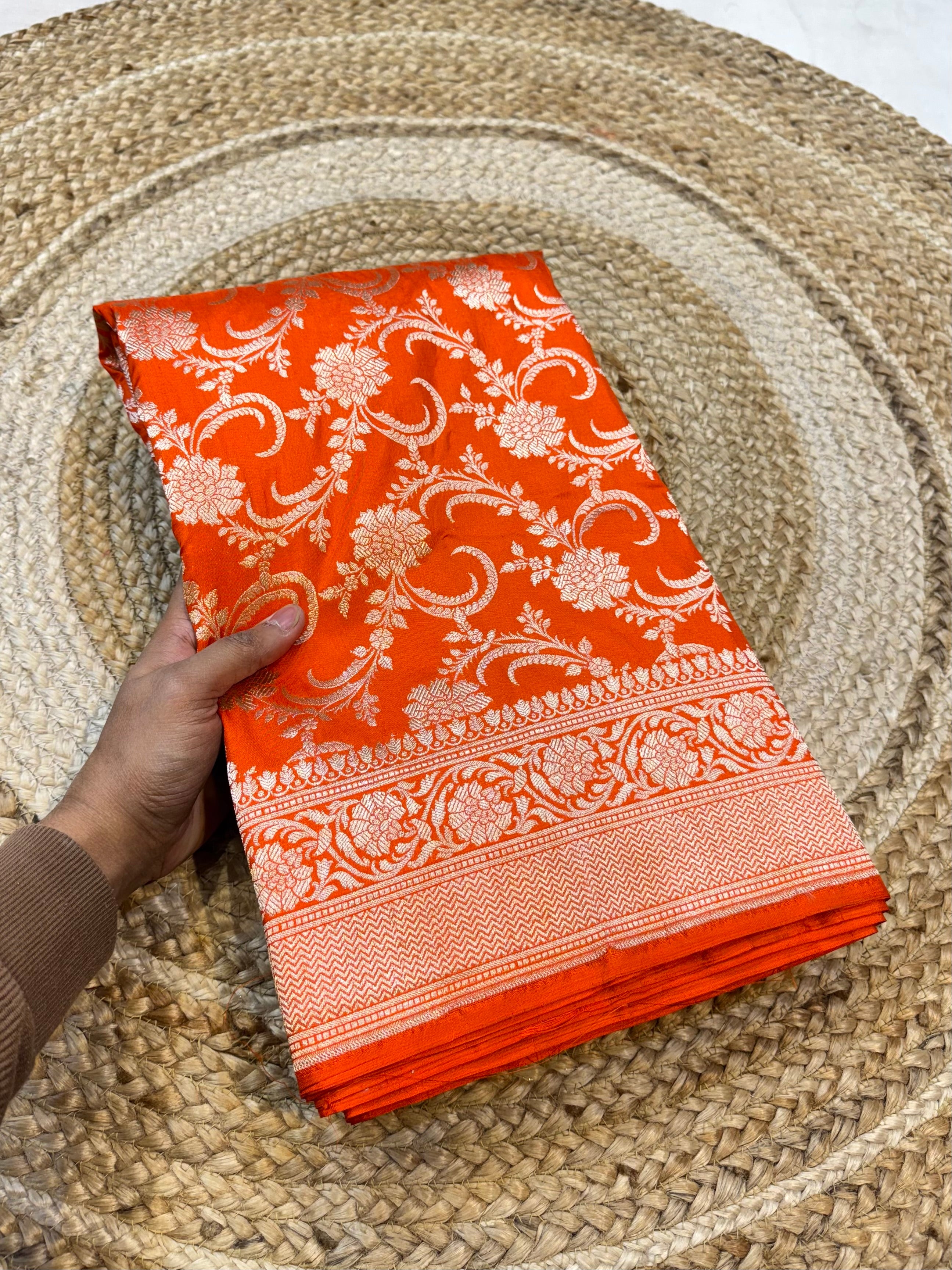 Fanta Orange 100% Pure Katan Silk Saree