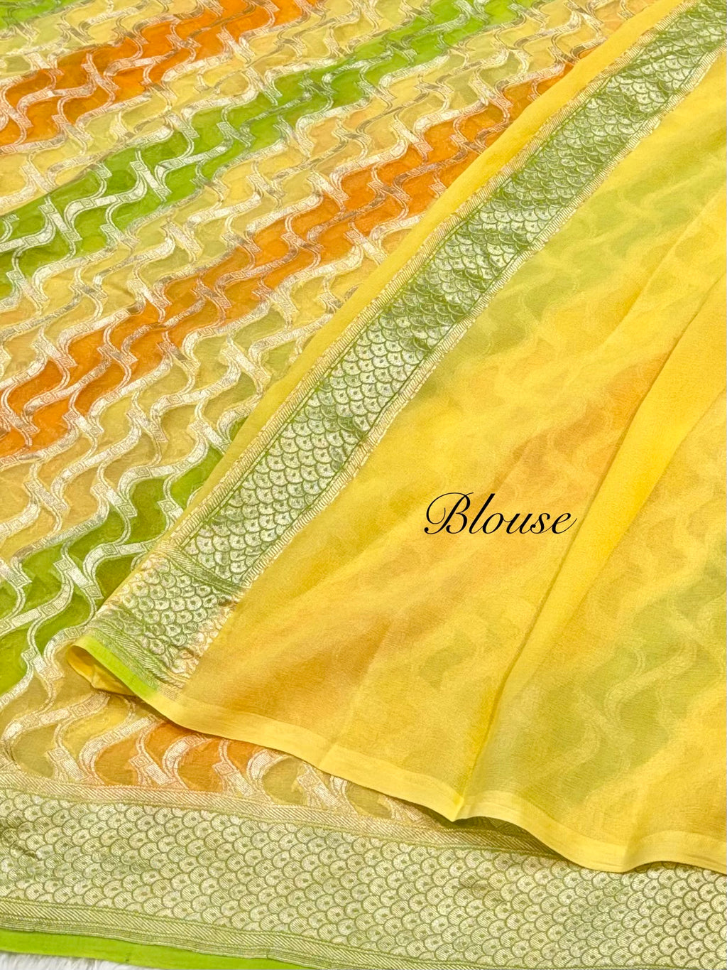Yellow 100% Pure Banarasi Khaddi Georgette RANGKAAT Saree