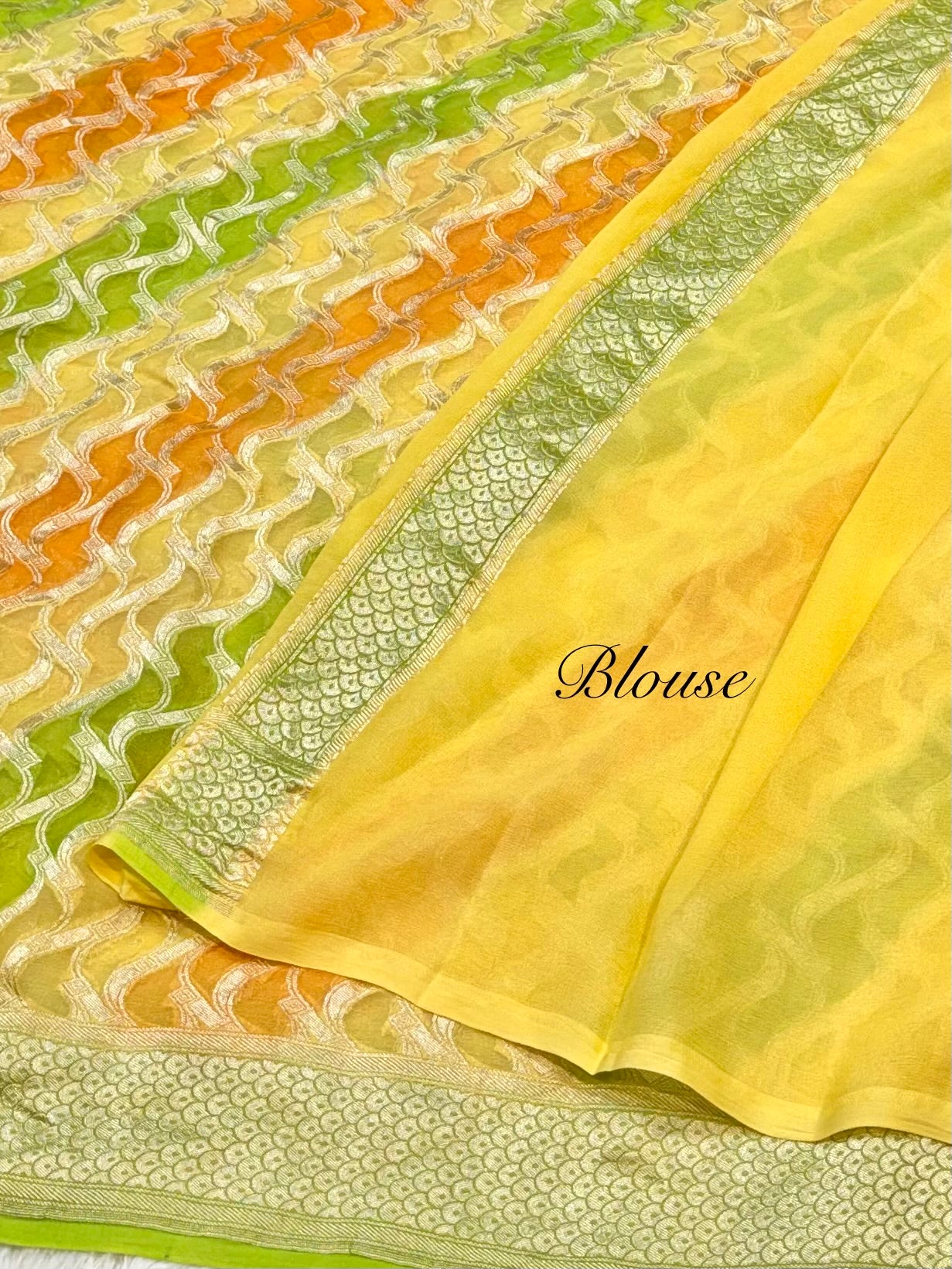 Yellow 100% Pure Banarasi Khaddi Georgette RANGKAAT Saree