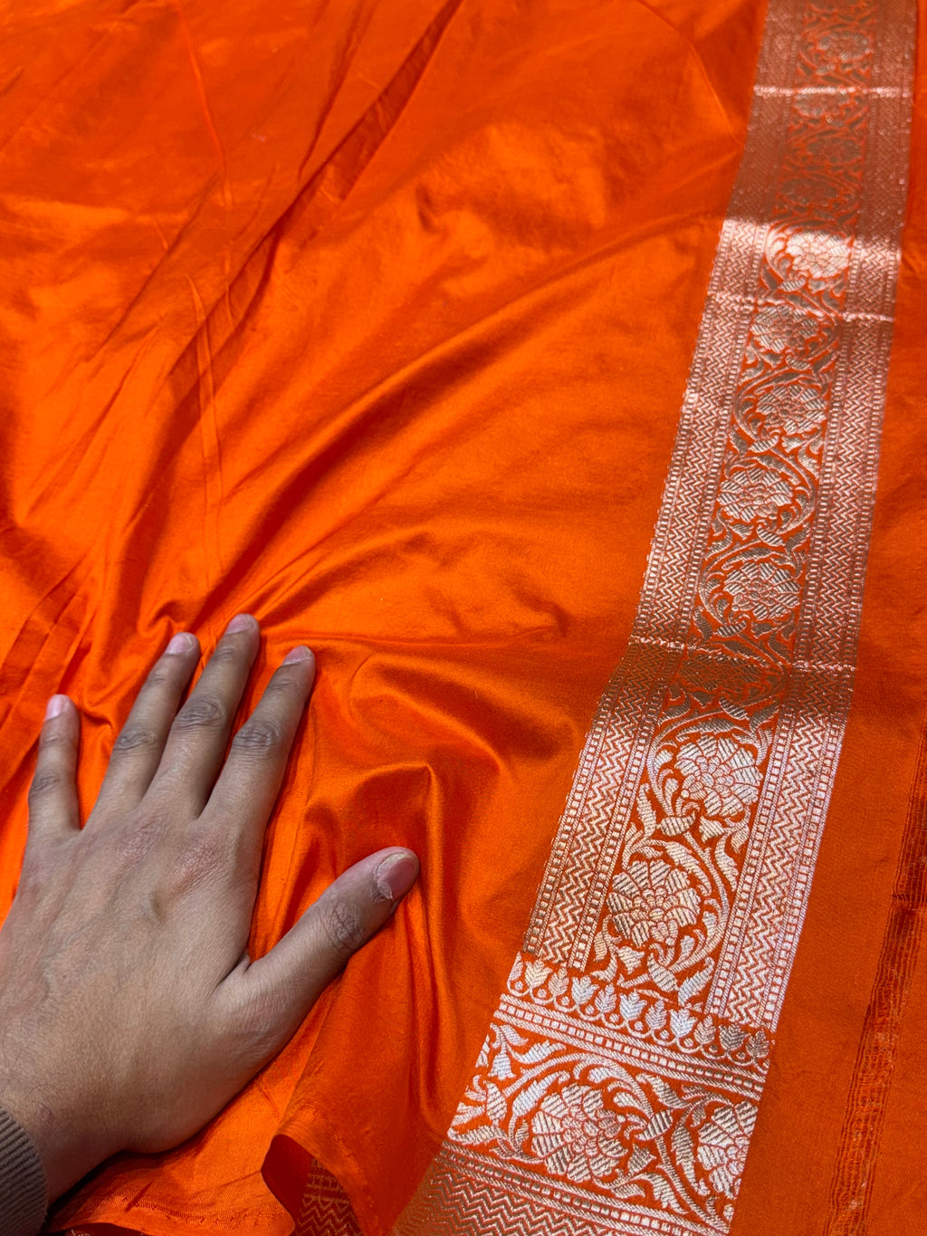 Fanta Orange 100% Pure Katan Silk Saree
