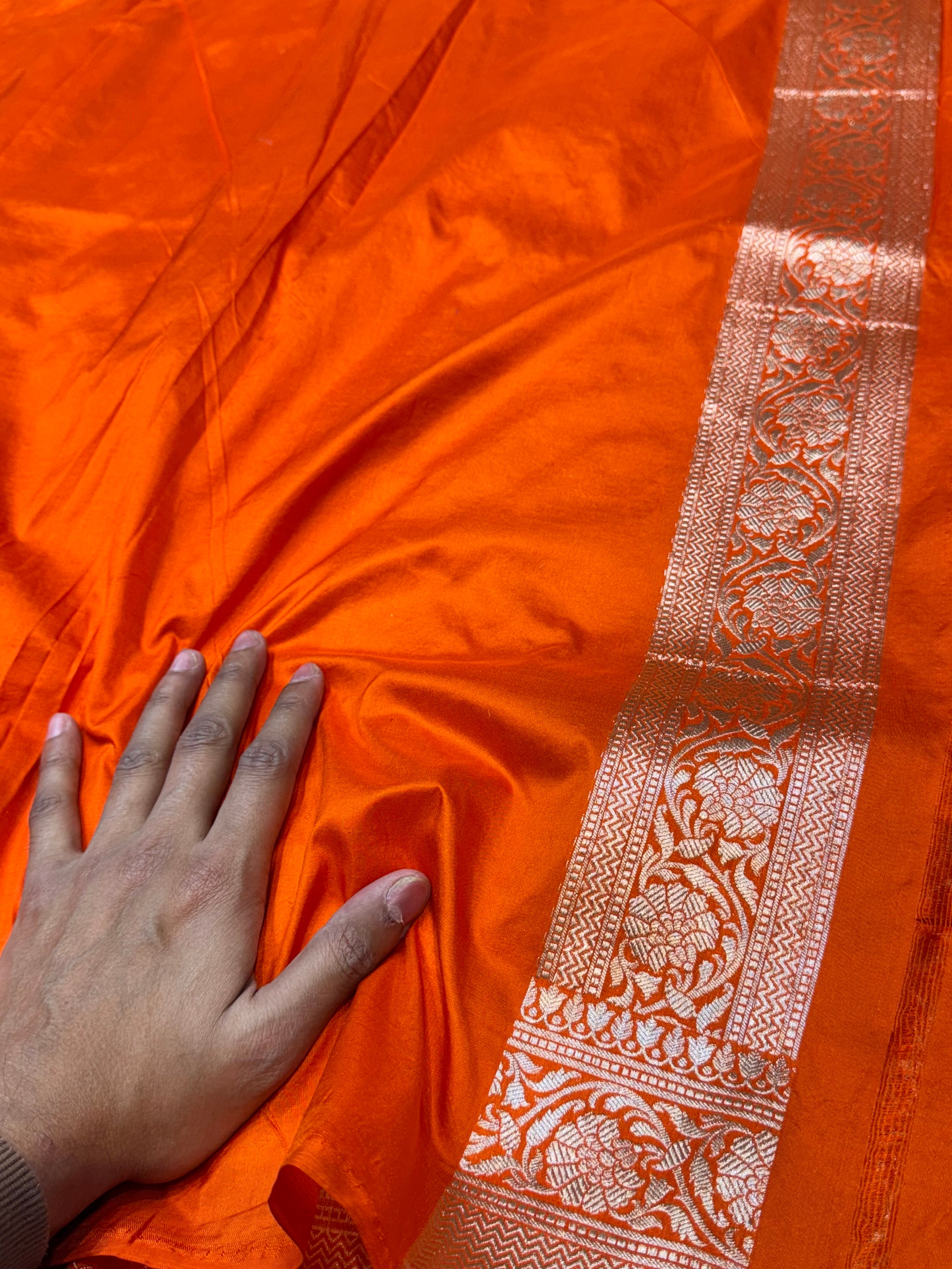 Fanta Orange 100% Pure Katan Silk Saree