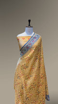 Diamond Golden 100% Pure Ektara Banarasi Tissue Jamdani Saree