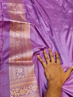 Lavender 100% Pure Banarasi Katan Silk Meenakari Saree