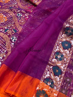 Prebook | Purple 100% Pure Ektara Banarasi Kora Jamdani Saree