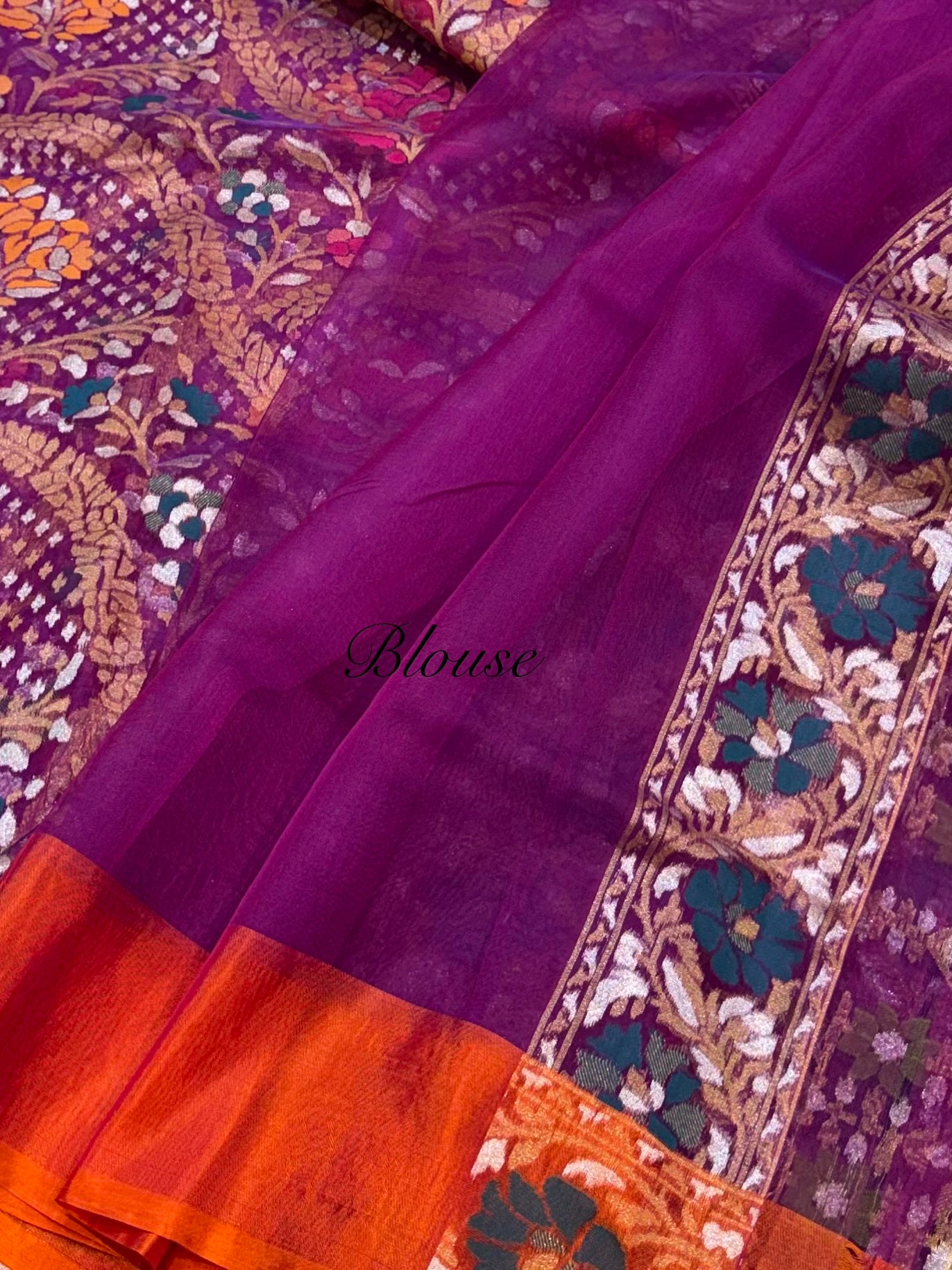 Prebook | Purple 100% Pure Ektara Banarasi Kora Jamdani Saree