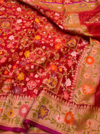 Prebook | Red Ektara Banarasi Kora Jamdani Saree