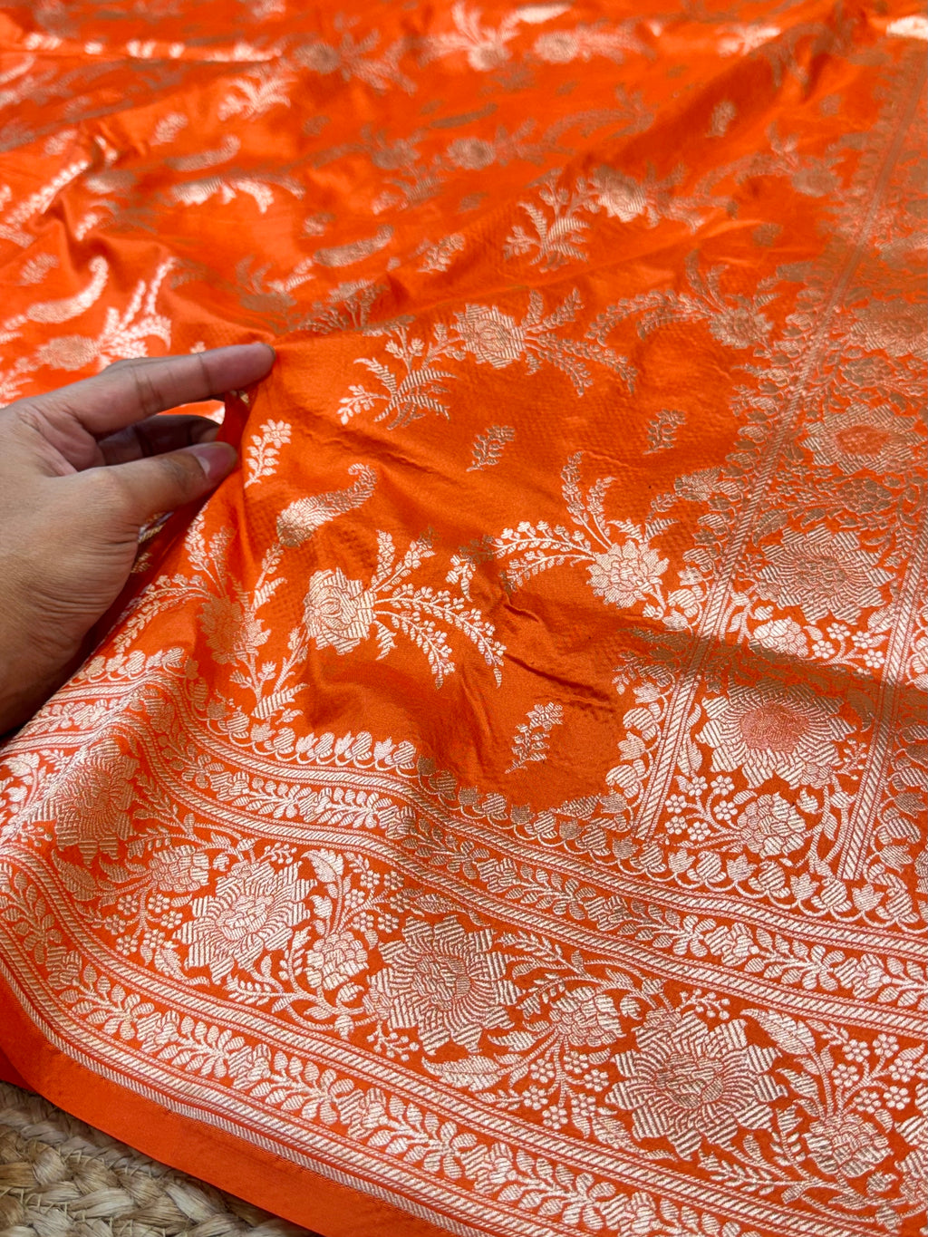 Fanta Orange 100% Pure Banarasi Katan Silk Saree