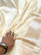 Ivory Pure Banarasi Katan Silk Saree