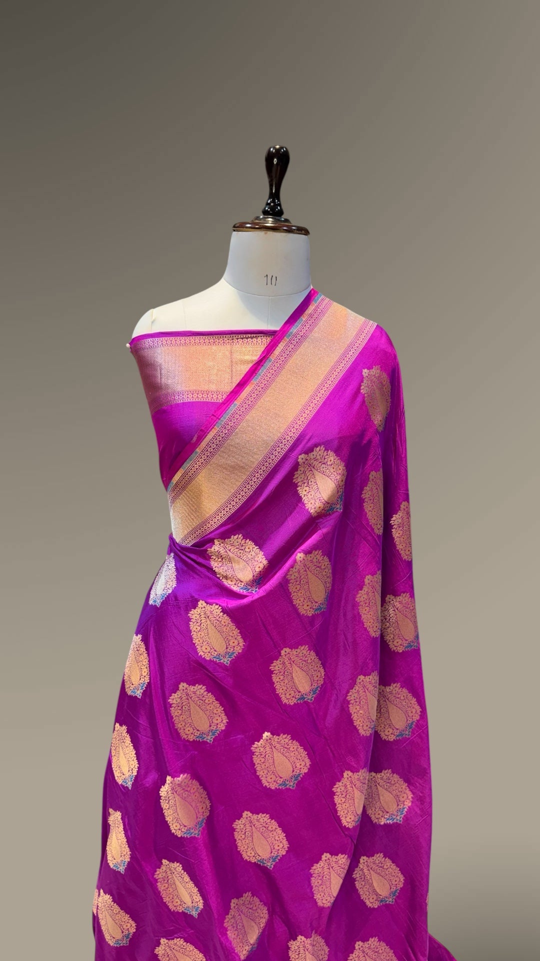 Magenta Pink 100% Pure Banarasi Katan Silk Meenakari Saree