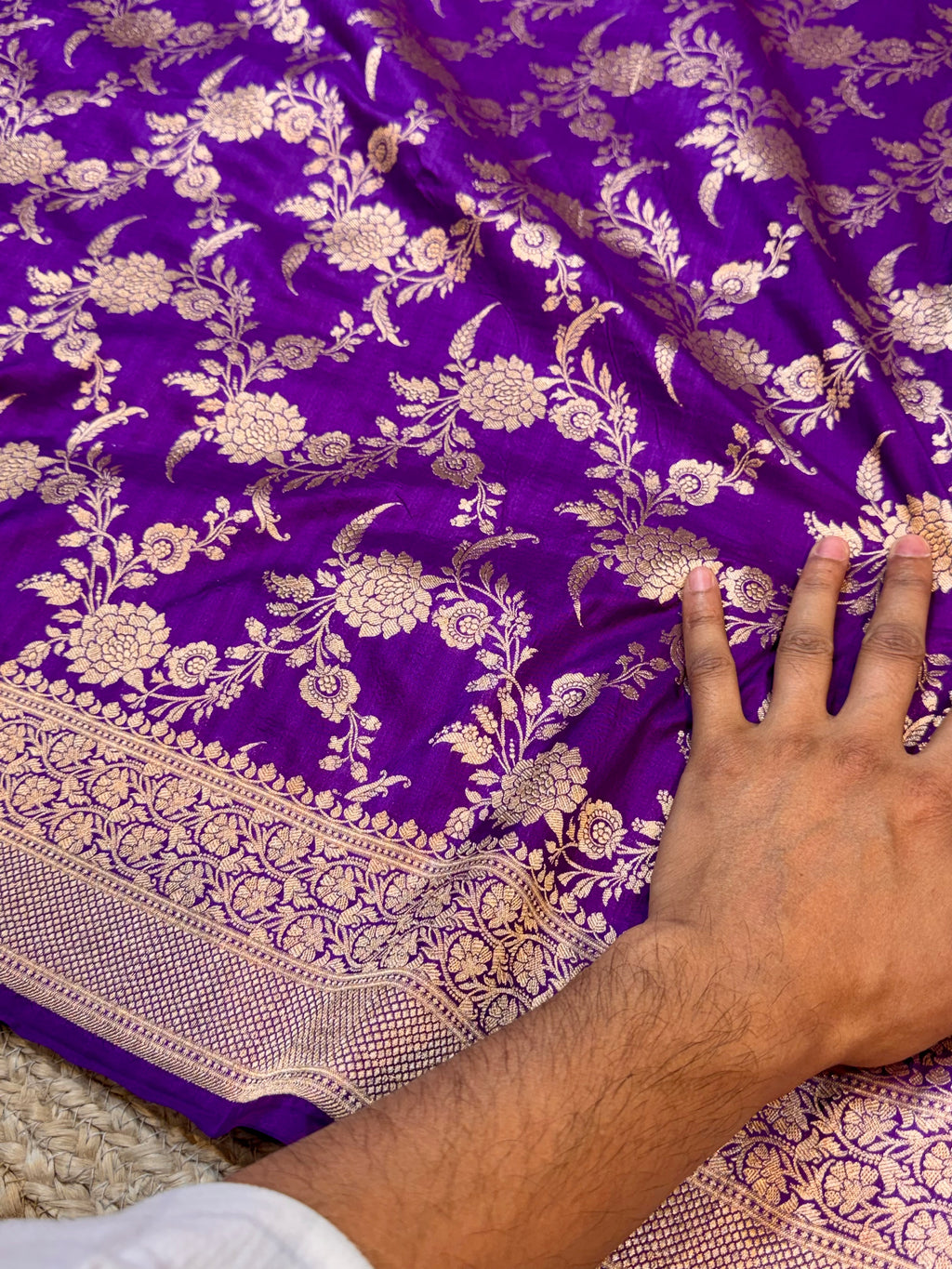 Purple 100% Pure Banarasi Katan Silk Saree