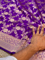 Purple 100% Pure Banarasi Katan Silk Saree