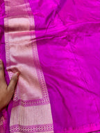 Magenta Pink 100% Pure Banarasi Katan Silk Meenakari Saree