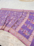 Lavender 100% Pure Ektara Banarasi Cotton Jamdani Saree