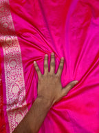 Rani Pink 100% Pure Banarasi Katan Silk Saree