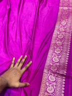 Magenta Pink 100% Exclusive Pure Banaras Katan Silk Rangkaat Saree