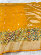 Haldi Yellow 100% Pure Ektara Banarasi Cotton Jamdani Saree