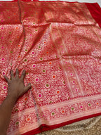 Red 100% Pure Banarasi Katan Silk Meenakari Brocade Saree