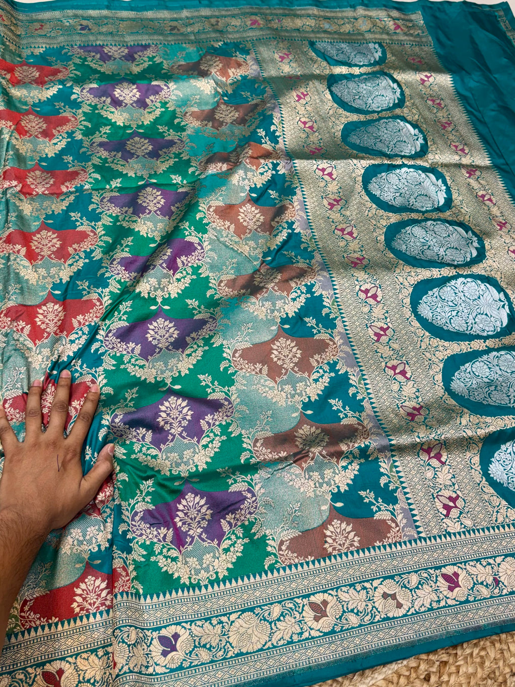 Sea Green 100% Exclusive Pure Banaras Katan Silk Rangkaat Saree