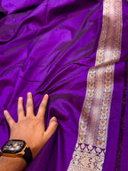 Violet Purple 100% Pure Banarasi Katan Silk Meenakari Saree