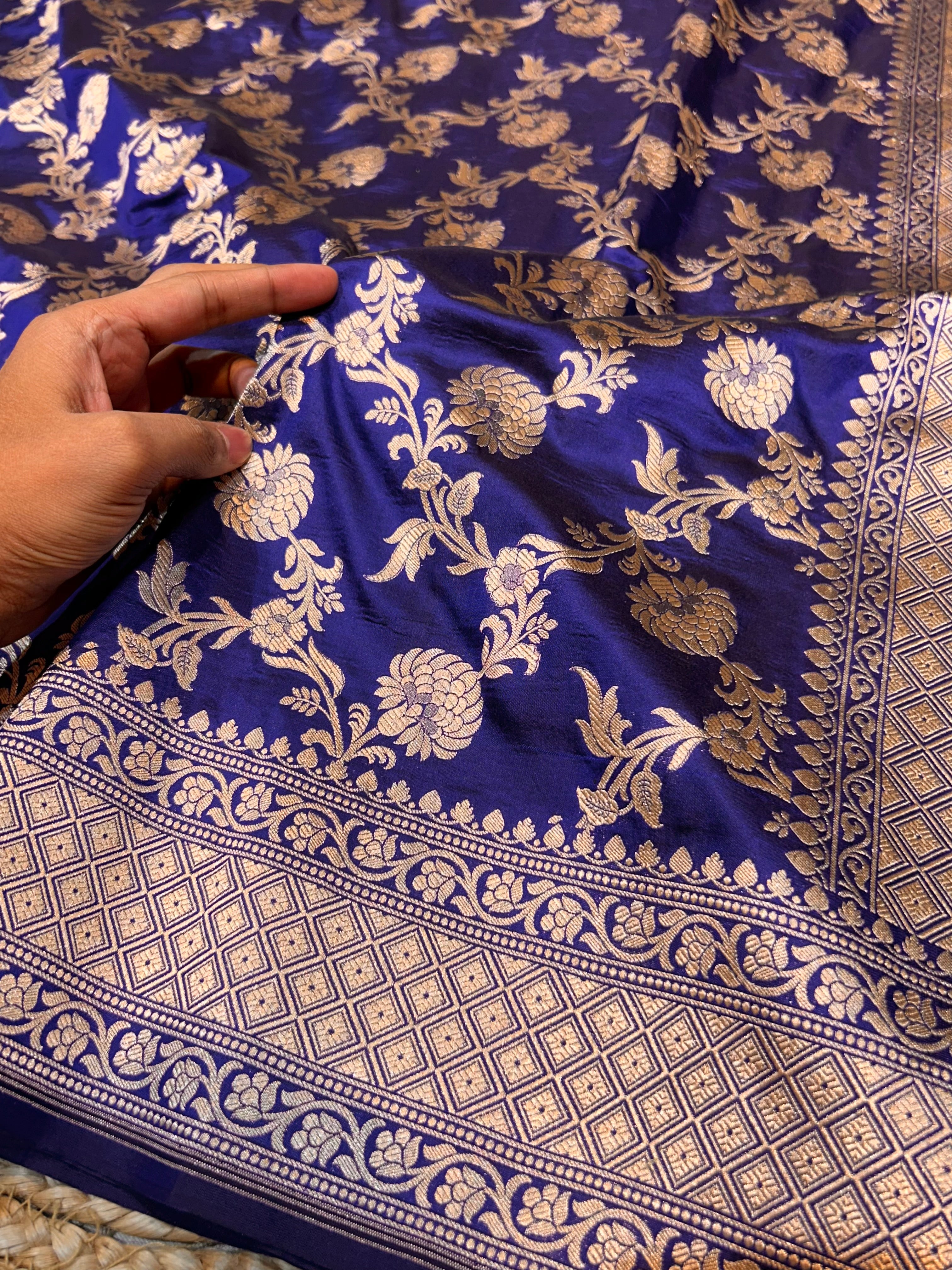 Royal Blue 100% Pure Banarasi Katan Silk Saree