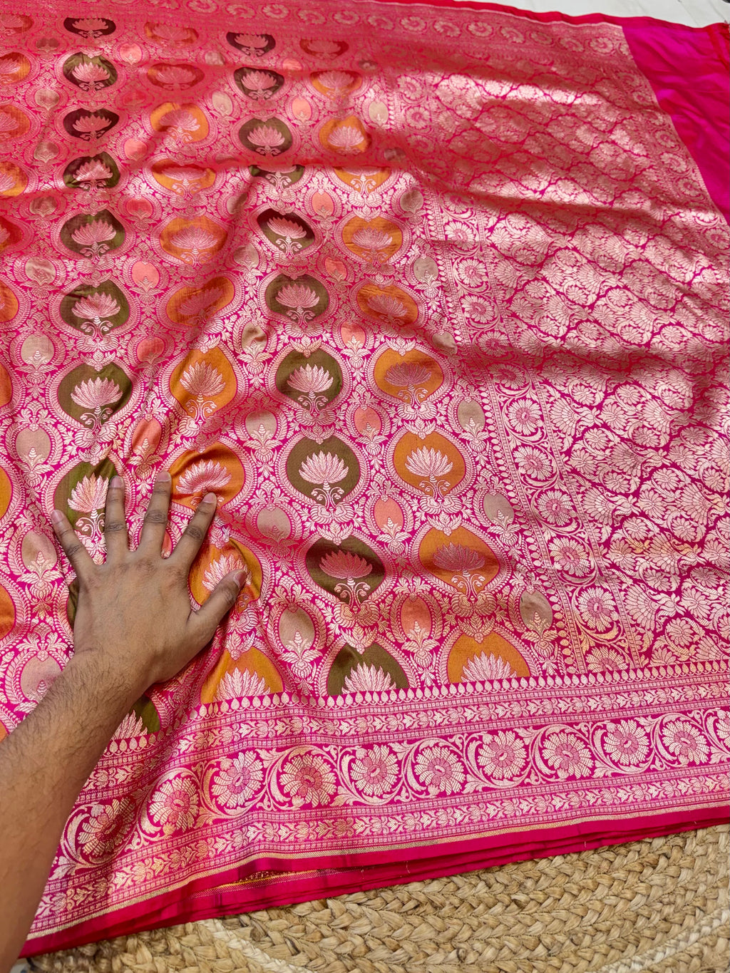 Rani Pink 100% Pure Banaras Katan Silk Rangkaat Saree