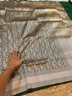 Bottle Green 100% Pure Banarasi Katan Silk Meenakari Brocade Saree