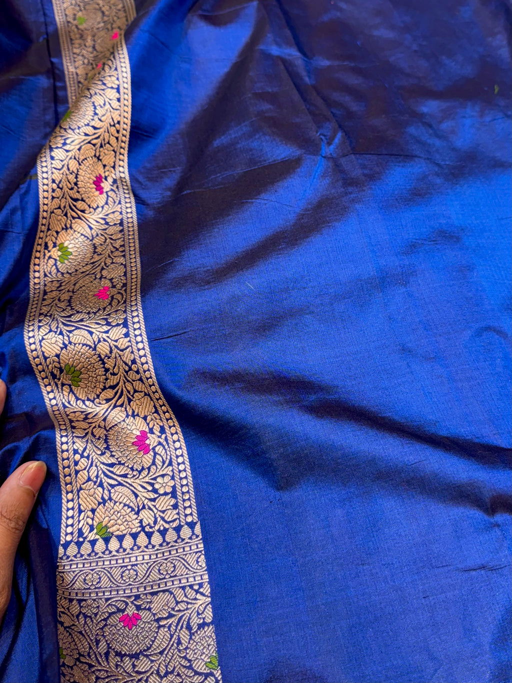 Royal Blue 100% Pure Banarasi Katan Silk Meenakari Brocade Saree