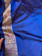 Royal Blue 100% Pure Banarasi Katan Silk Meenakari Brocade Saree