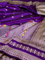 Violet Purple 100% Pure Banaras Katan Silk Handloom Handwoven Pattu Saree
