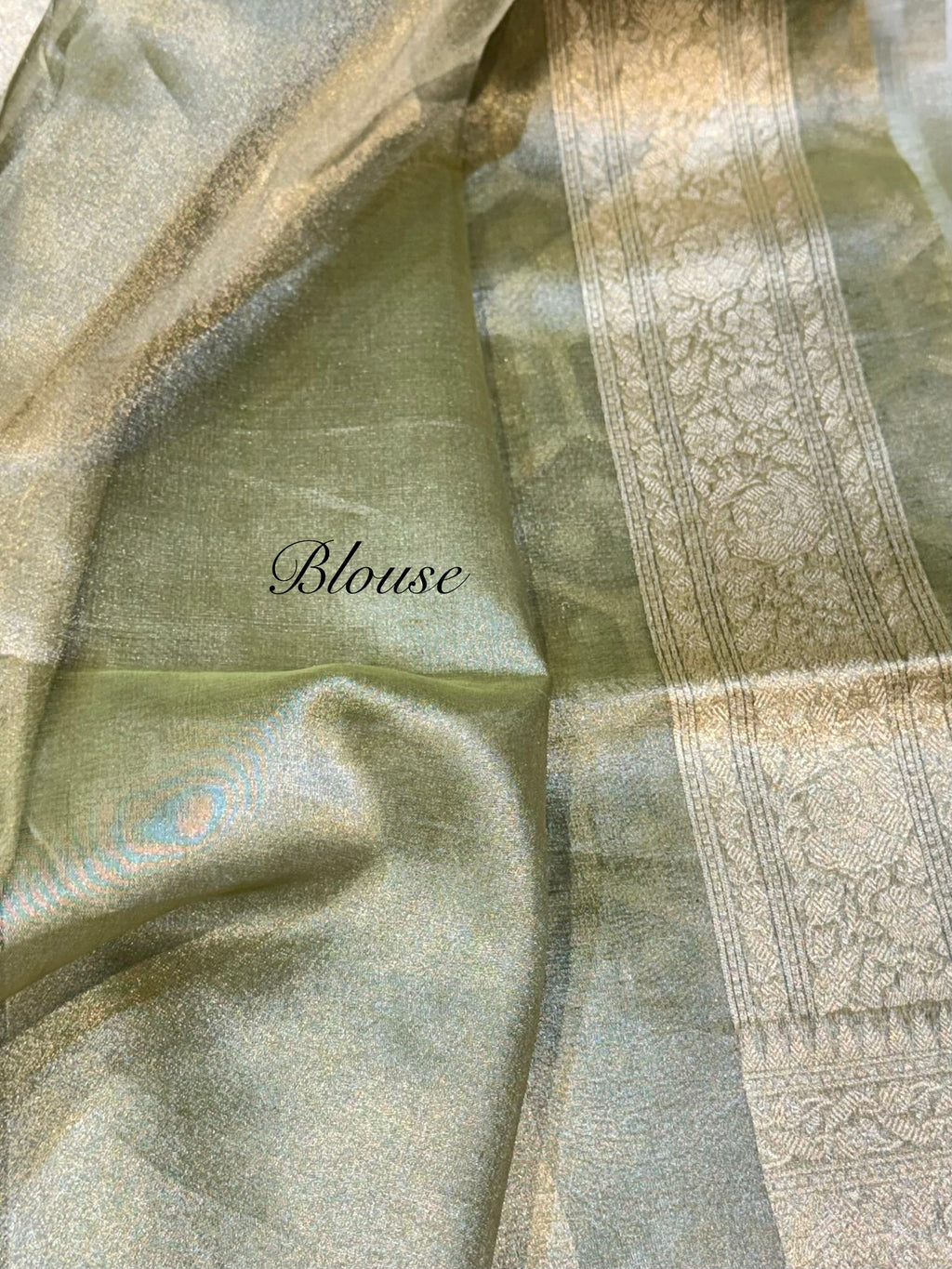 Diamond Green 100% Pure Tissue Silk Banarasi Partywear Saree