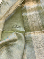 Diamond Green 100% Pure Tissue Silk Banarasi Partywear Saree