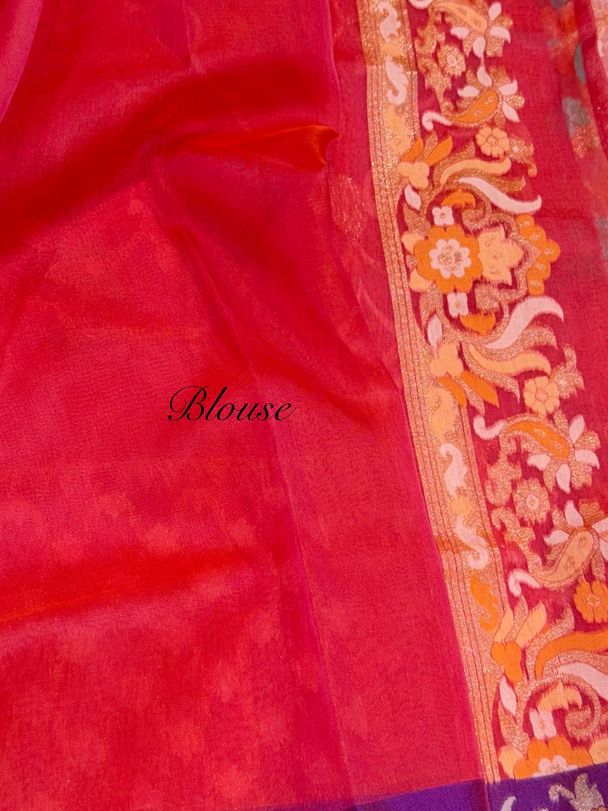 Strawberry Pink Pure Handloom Banarasi Ektara Kora Jamdani Saree
