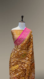 Rust 100% Pure Ektara Banarasi Kora Jamdani Saree
