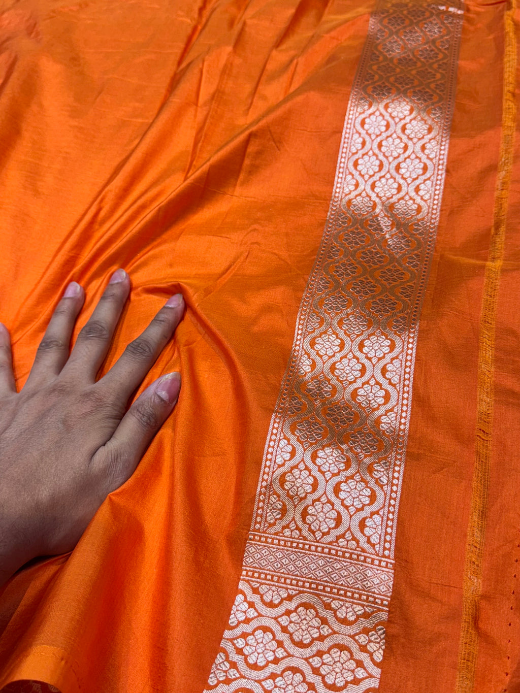 Prebook | Fanta Orange 100% Pure Banarasi Katan Silk Saree